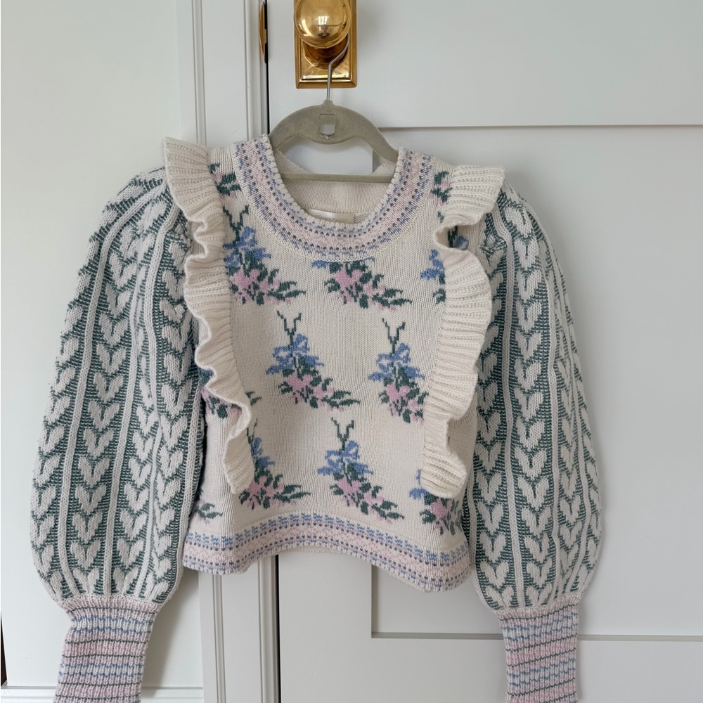 Loveshackfancy Warwick Pullover Size Small - image 2